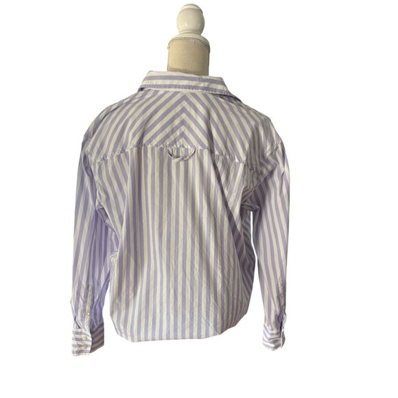 AYR The Deep End Shirt M medium grape soda purple stripe oversized button up - Picture 8 of 11